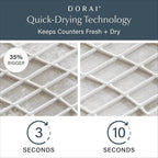 Dorai Home Dish Pad - Collapsable Stone Dish Drying Mat with Diatomaceous Earth for Quick Drying - Ultra Absorbent - Encased in Woven Silicone - Eco-Friendly, Foldable - Large 24.6" x 16.5", Sandstone