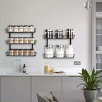 SWOMMOLY Adjustable Wall Mount Spice Rack, 6-Tier Dual-use (Multi-use) Organizer, Black