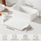 Ceramic Loaf Pan with Lid - 1.58 Qt Deep Bread Pan (10.94" x 5.23"), 2-in-1 Baking Dish for Homemade Bread Banana Bread Meatloaf, Oven Safe to 500°F, Dishwasher Freezer Safe, White