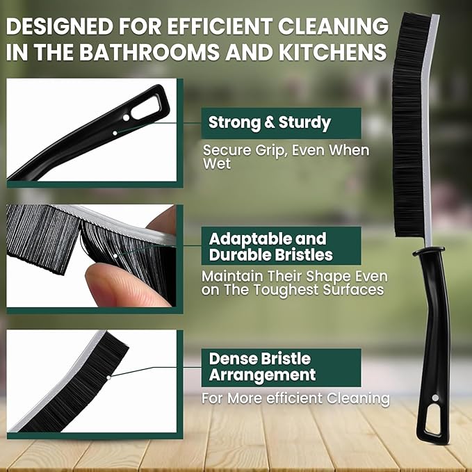 Crevice Cleaning Brush Set – 6Pcs Hard Bristle Cleaning Tools for Grout, Tile Floors, Gaps & Narrow Spaces – Small Grout Scrub Brush for Cleaning Bathroom, Shower, Window Tracks, Kitchen