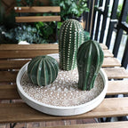 Hrastany Boho Round Wooden Decorative Tray, White Farmhouse Candles Tray for Home Decor, A Pattern