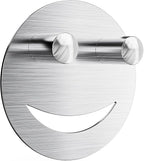 Stainless Steel Smiley Face Sponge Daddy Holder, Brushed Silver Sink Caddy Organizer with Suction Cup Installation for Kitchen, Keep Happy Face Sponge Clean and Dry