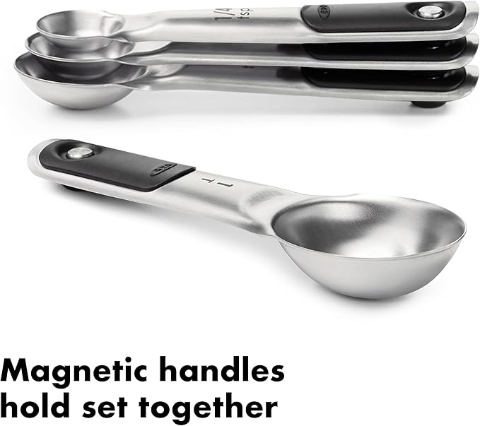 OXO Good Grips 4 Piece Stainless Steel Measuring Spoons with Magnetic Snaps, (Pack of 2)