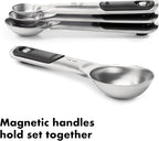 OXO Good Grips 4 Piece Stainless Steel Measuring Spoons with Magnetic Snaps, (Pack of 2)