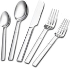 20Pcs Heavy Duty Silverware Set for 4, Scentlate Premium Stainless Steel Flatware with Unique Handle, Mirror Polished Modern Cutlery Utensils, Rust-Proof Dishwasher Safe Forks Spoons Knives