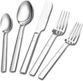 40Pcs Heavy Duty Silverware Set for 8, Scentlate Premium Stainless Steel Flatware with Unique Handle, Mirror Polished Modern Cutlery Utensils, Rust-Proof Dishwasher Safe Forks Spoons Knives
