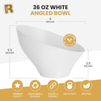 R-kay 6 Pack Large Plastic Bowls - Premium White bowls - Plastic Serving Bowls Heavy Duty For Weddings Catering, Parties, And All Occasions 36 Oz (White, Large)