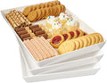 US Acrylic Avant White Plastic Serving Trays (Set of 3) 15” x 10” | Large Reusable Rectangular Party Platters | Serve Appetizers, Fruit, Veggies, & Desserts | BPA-Free & Made in USA
