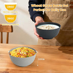 Homienly Premium Wheat Straw Bowls 8 PCS Unbreakable Bowl for Kitchen Cereal Bowls Lightweight Bowl Set, Reusable Microwave and Dishwasher Safe Bowl Set for Soup,Ramen,Salad(Grey Stone, 26 OZ)