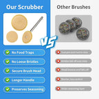 Kitchen Scrub Brush with Handle, Non-Scratch Extra Strong Cleaning Brush for Wok, Cast Iron, Pans, Oven Racks, Air Fryer - Strong Model