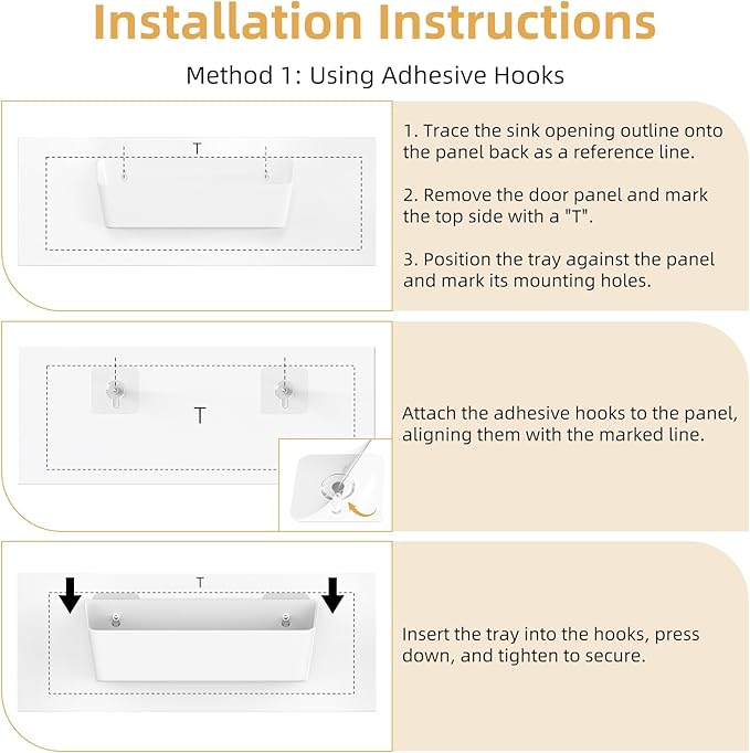 Furniware 1 Pair Tip-Out Tray 11 inch with 4 Hinges, Standard Sink Tip Out Tray for Sink-Front Drawer,White Mountable Tray for Under Sink Base Vanity Laundry Room Cabinet