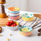 Ceramic Dipping Bowls Set - Mini 4 Oz Dessert Bowls - Small 3.5 Inch Porcelain Bowls for Side Dishes, Snack, Yogurt, Appetizer - Microwave Dishwasher Safe - Set of 6 - Assorted Colors