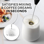 Zulay Kitchen Powerful Milk Frother Wand With 4 AA Duracell Batteries - Ultra Fast Handheld Drink Mixer - Electric Whisk Foam Maker for Coffee, Lattes, Cappuccino, Matcha & Creamer