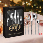20 Pieces Bamboo Flatware Set Silverware Set Service for 4 Stainless Steel Fine Vintage Flatware Cutlery Set with Bamboo Design Handle Forged Restaurant Hotel Party Wedding Housewarming Gift Polished