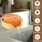 Sponge Holder for Scrub Daddy with Suction Cups and Drain Spout Kitchen Sink Caddy Organizer, Soap Dishes Holder Accessories Rack, Dishwasher Safe - 4.7"x4.7", Sand Color