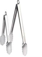 Babish 2-Piece Locking Kitchen Tongs Set – 12” & 9” Stainless Steel Cooking Tongs with Non-Slip Grip – Heavy-Duty BBQ, Grilling & Serving Tools