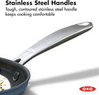 OXO Enhanced 12” Nonstick Frying Pan Skillet with Lid, Ceramic PFAS-Free Cookware, Durable Hard Anodized, Scratch Resistant, Stainless Steel Handle, Eggs & Omelets, Dishwasher & Oven Safe, Storm Blue