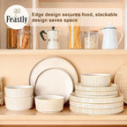 Reactive Glaze Ceramic Plates and Bowls Sets for 4, Stoneware Dinnerware Sets, Housewarming Gifts, Chip Resistant Microwave Dishwasher Safe, 12 Pcs Dish Set White