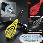 Anaeat Silicone Whisk, Thick Stainless Steel Wire Inner Heat Resistant - Kitchen Whisks for Non-Stick Cookware, Balloon Egg Beater for Whisking, Blending, Beating, Frothing & Stirring (Yellow)