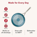 KitchenAid Hard Anodized Ceramic Induction Nonstick Cookware Frying Pan/Skillet, Dishwasher Safe, 10 Inch Non Stick Fry Pan with Stainless Steel Handle - Agave Blue