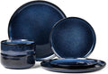 Herogo 6 Pieces Stoneware Dinnerware Sets Service for 2, Dinner Plates and Bowls Sets, Double Reactive Glaze Dishes Set for Kitchen, Scratch Resistant, Microwave & Dishwasher Safe, Starry Blue