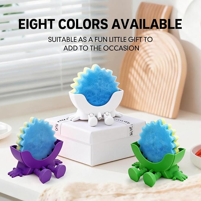 Cute Hanging Sponge Holder with Drainage, Peeing Scrub Sponge Holder, Ponge Holder for Kitchen Sink, Funny Sponge Stand for Kitchen Sink, 3D Printing Countertop Sponge Holders (Purple)