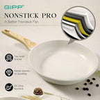 GiPP Nonstick Frying Pan Skillet - 11" White Granite Non Stick Pans, Omelette Pan with Heat-Resistant Handle, Compatible with All Stovetops, PFOA Free