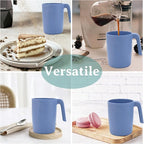 Wrova 16oz Wheat Straw Cups with handles set of 6-Plastic Cups Reusable-Unbreakable Kids Mugs-Dishwasher Safe & Microwave Safe-Ideal Plastic Mugs for Tea,Coffee,Camping,RV-Sky Blue