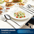 GPY 24-Piece Silverware Set with Steak Knives, Nickel Free 18/0 Stainless Steel Flatware Set Service for 4, Heavy Duty Eating Utensils with Mirror Polish, Dishwasher Safe for Home Kitchen & Restaurant