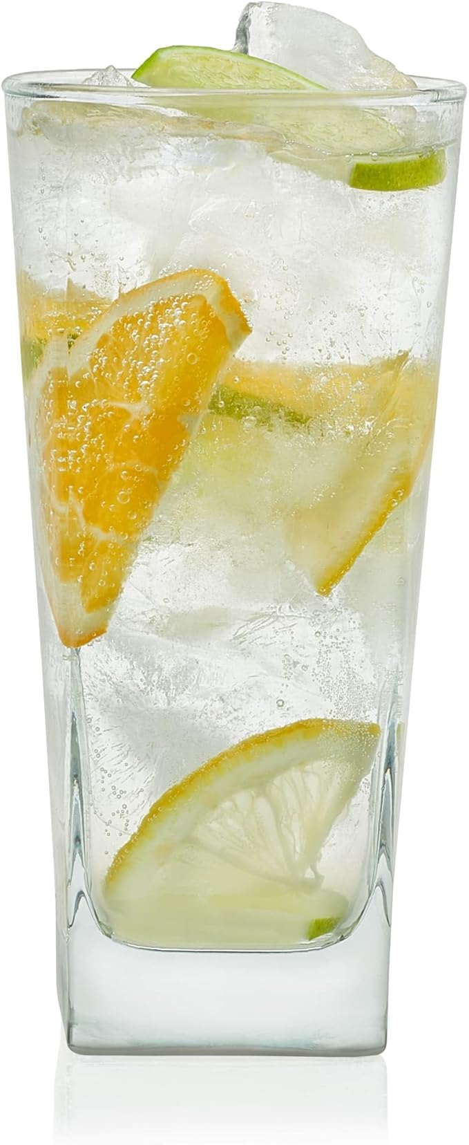 Libbey City Tumbler Glasses Set, 14.3 Oz Clear, Tall Drinking Glasses Set of 8, Thick, Square Glass Cups Set for Casual Dining and Daily Use