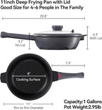 TIBORANG Nonstick Frying Pan, 5 Quart Large Wok, Deep Skillet With Lid, Stay-Cool Handle, Steamed Grid, PFOA-Free, Dishwasher & Oven Safe, Works With All Stovetops (Charcoal)