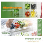 IVYHOME Chilled Condiment Server, Taco Bar Serving Set, Versatile Ice Containers, with 5 Lidded Containers and Detachable Ice Storage Layer, 2 Hanging Cups for Storing Tong and Forks
