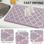 WISELIFE Dish Drying Mat Super Absorbent Drying Mat Large Dish Drying Mats for Kitchen Counter Easy Clean Dish Mat Kitchen Drying Mat16"x 24" Stylish Purple