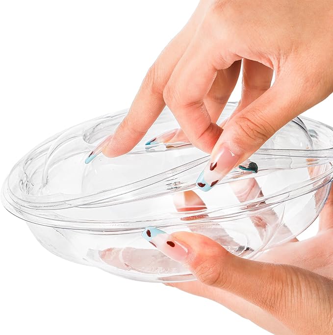 50 Pack Plastic Salad Bowls with Lids, 18 oz Disposable Salad To-Go Container for Lunch, Clear Acai Bowls for Takeout Fruits, Meal Prep, Nuts, Serving, and Mixing