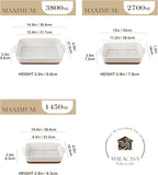 MALACASA Casserole Dishes for Oven with Roasting Racks, Ceramic Baking Dishes Set of 3, Baking Pan Casserole Dish Set, Rectangular Lasagna Pan Deep with Handles for Baking, Khaki White (14.5''/13''/10.5''), Series TARA