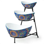 YHOSSEUN 3 Tier Serving Bowls, Tiered Serving Platter and Trays Serving Dishes for Entertaining, Oval Serving Bowl Set with Metal Stand
