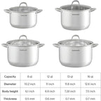 SUNHOUSE Stainless Steel Stock Pot - 12 Quart Heavy-Duty Induction Cooking Pot with Visible Lid for Pasta, Soup, Spaghetti - Nonstick Thick-Bottom Deep Stockpot for Canning, Boiling, and Simmering