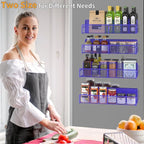 Magnetic Spice Rack for Refrigerator, 4 Pack 100% Metal Strong Magnet Fridge Shelves, Space Saving Spice Organizer, No Drilling Home Kitchen Laundry Room Storage Organization, Purple Blue