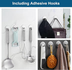 Diesisa Razor Holder for Shower + Adhesive Wall Hooks, Premium 304 Stainless Steel Shower Razor Holder with Heavy Duty Waterproof Sticky Hooks for Hanging Towels, Coat, hat (4+4 Pack) - Black