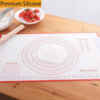 Silicone Baking Mat，Non Stick Rolling Dough with Measurements for Pie Pizza Cookies Fondant Making，Extra Thick Non Slip Silicone Pastry Mat (Red, L-16"×24")