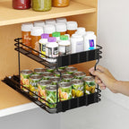 SpaceAid Pull Out Spice Rack Organizer for Cabinet, Heavy Duty Slide Out Seasoning Kitchen Organizer, Cabinet Organizer, with Labels, 8.5" W x10.75 D x8.5 H, 1 Drawer 2-Tier