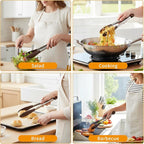 4Pcs Wooden Kitchen Tongs for Cooking Wooden Utensil Set Nonstick Kitchen Salad Tongs with Wood Tips Wood Tong for Serving Food Salads Flipping Burgers Grilling Cooking Tossing Salads