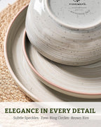 Famiware Meteor Stoneware Dinnerware Sets with Pasta Bowls, Service for 4 (16 Pieces), Plates and Bowls Sets, Microwave and Dishwasher Safe Dishes Set, Matcha Green