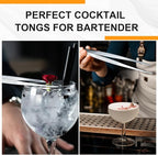 Yaomiao 4 Packs 10 Inch Bar Tweezers Silver Cocktail Tongs Long Garnish Tweezers Stainless Steel Bartender Kitchen Cooking Tongs for Cocktail Food Fruit Korean BBQ Bartender Chef, Multi-use
