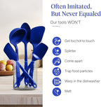 GIR 5-Piece Silicone Kitchen Utensils Set, Non-Toxic Cooking Utensils for Cooking and Baking, Heat Resistant, Food Grade, Dishwasher Safe Rubber Spatula, Ladle, Spoon - Royal Blue