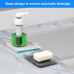 Sponge Holder for Kitchen Sink, Dish Sponge Holder & Soap Tray with Drain, Bathroom Sink Sponge Drying Rack & Perfect Organizer for Dispenser,Bottle,Cup on Sinks or Counter (10"x 4"Cream)