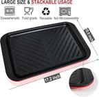Czlizdyt Grilling Prep and Serve Trays, BBQ Platter for Raw and Cooked Food, Melamine Serving Trays for Food, Set of 2, Black and Red, Napkin and Cleaning Clothes Included