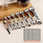 Pack of 8 Stainless Steel Magnetic Measuring Spoons Set, Dual Sided, Stackable, Adjustable Teaspoon and Tablespoon Measure Spoon with Leveler, Kitchen Gadgets