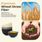 Homienly Premium Wheat Straw Bowls 8 PCS Unbreakable Bowl for Kitchen Cereal Bowls Lightweight Bowl Set, Reusable Microwave and Dishwasher Safe Bowl Set for Soup,Ramen,Salad(Grey Stone, 26 OZ)