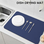WISELIFE Dish Drying Mat Super Absorbent Drying Mat Large Dish Drying Mats for Kitchen Counter Easy Clean Dish Mat Kitchen Drying Mat16"x 24" Classic Blue